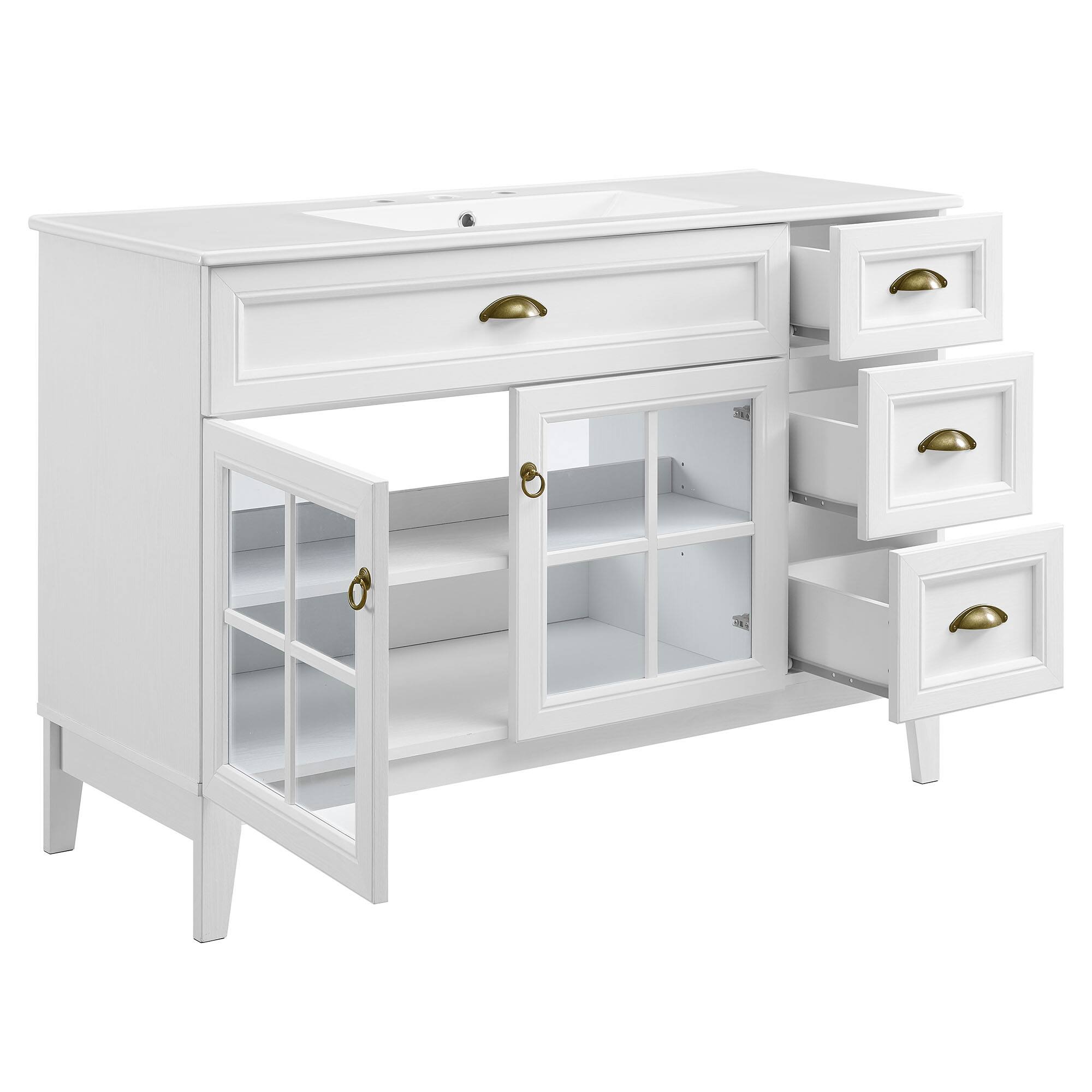 Alt View 7. Modway - Isle Bathroom Vanity Basin Included - White White.