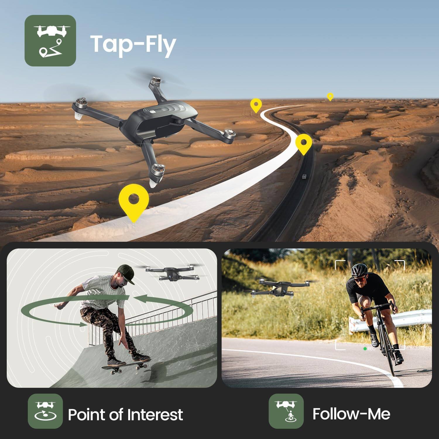 Tap-Fly  
REC  
Point of Interest  
Follow-Me