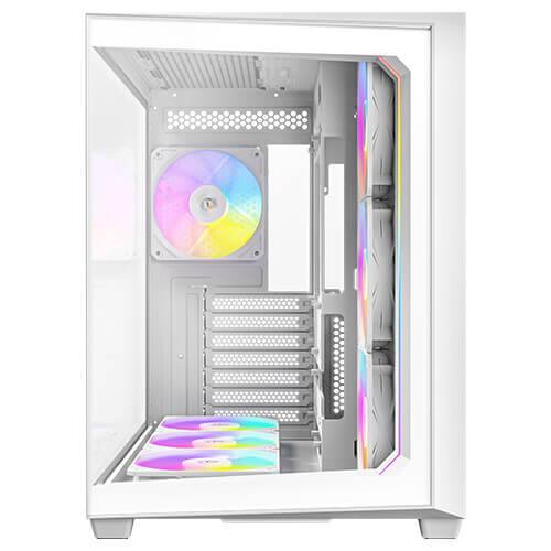 Back. Antec - C5 ARGB White, Mid-Tower ATX PC Case, 7×120mm ARGB PWM Fans Included, Supports Up to 10 Fans, 360mm Radiator Support - White.