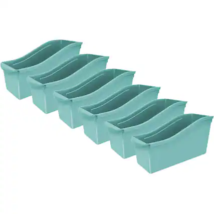 Front. Storex - Storex Large Book Bin, Teal, Pack of 6.