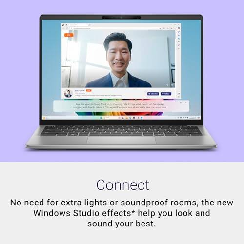 Connect

No need for extra lights or soundproof rooms, the new Windows Studio effects* help you look and sound your best.