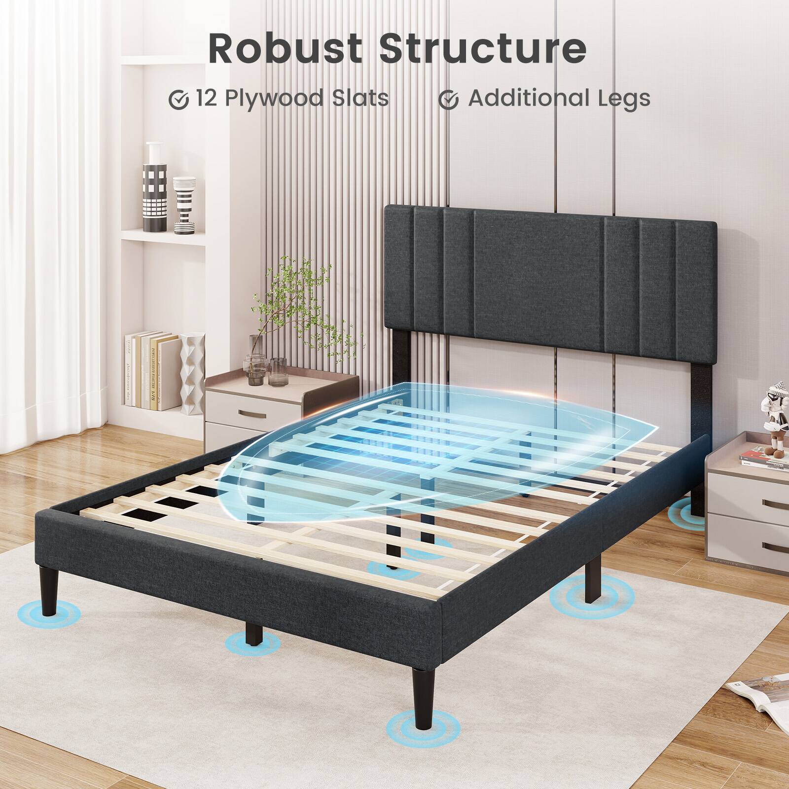 Robust Structure
12 Plywood Slats
Additional Legs