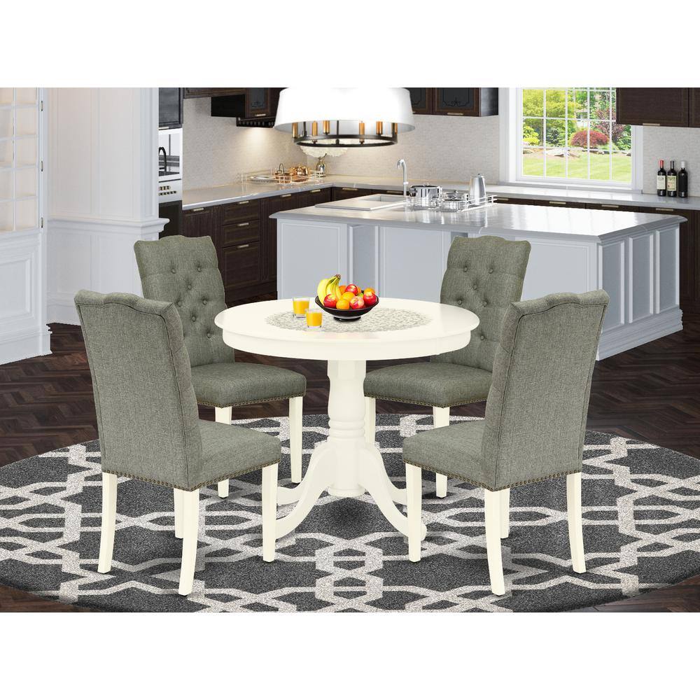 Left. East West Furniture - Dining Room Set Linen White - Brown.