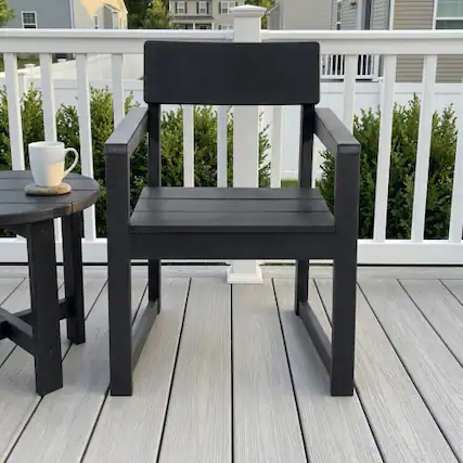 Front. Anysun - HDPE Outdoor Patio Armchair with Integrated Backrest and Supportive Armrests - Black.