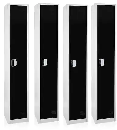 Front. AdirOffice - Storage Locker 629-Series 72" H 1-Tier Steel Digital Lock 2-Shelf Locker, 4/Pack - Black.
