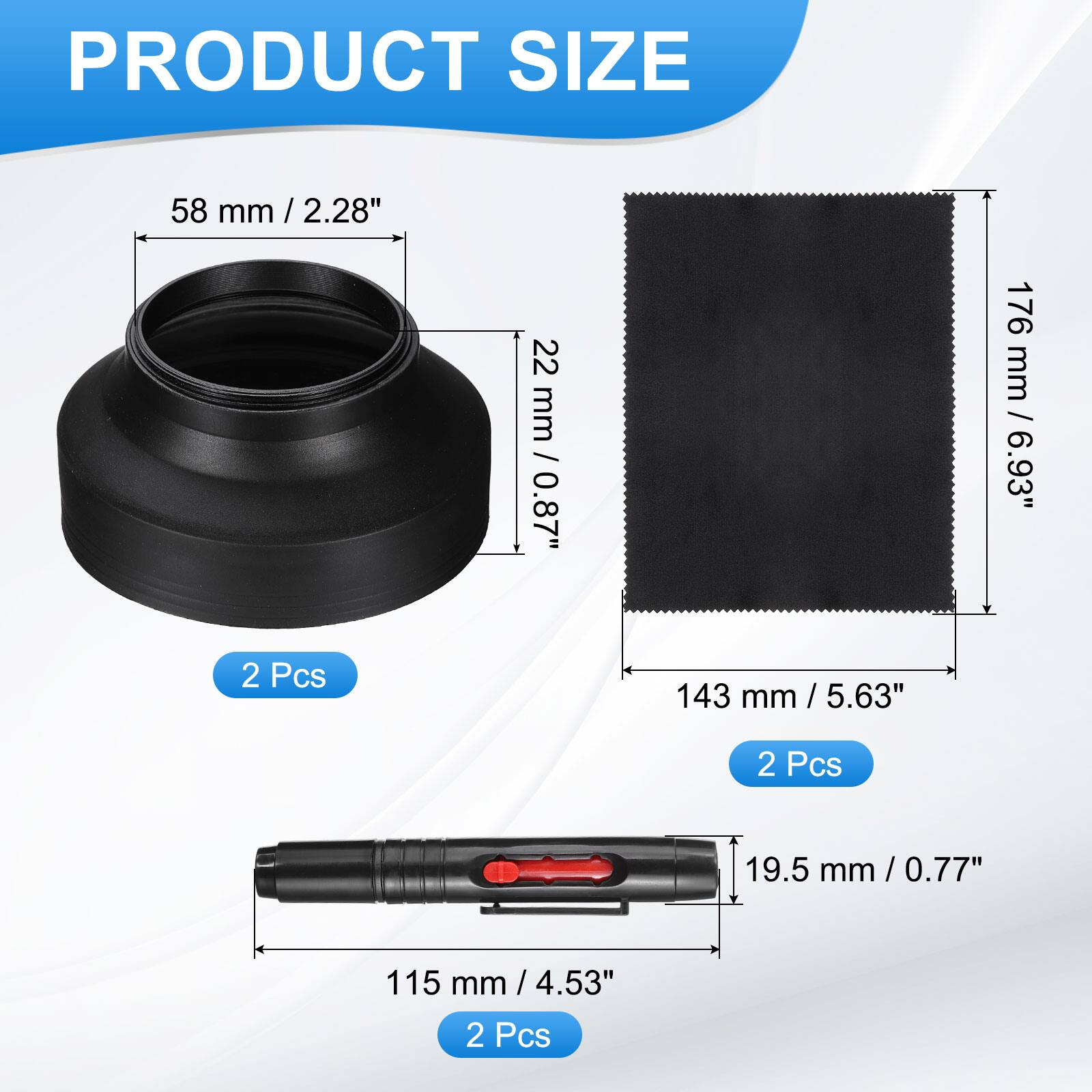 PRODUCT SIZE

- 58 mm / 2.28" / 22 mm / 0.87" (2 Pcs)
- 176 mm / 6.93" (2 Pcs)
- 143 mm / 5.63" (2 Pcs)
- 19.5 mm / 0.77"
- 115 mm / 4.53" (2 Pcs)