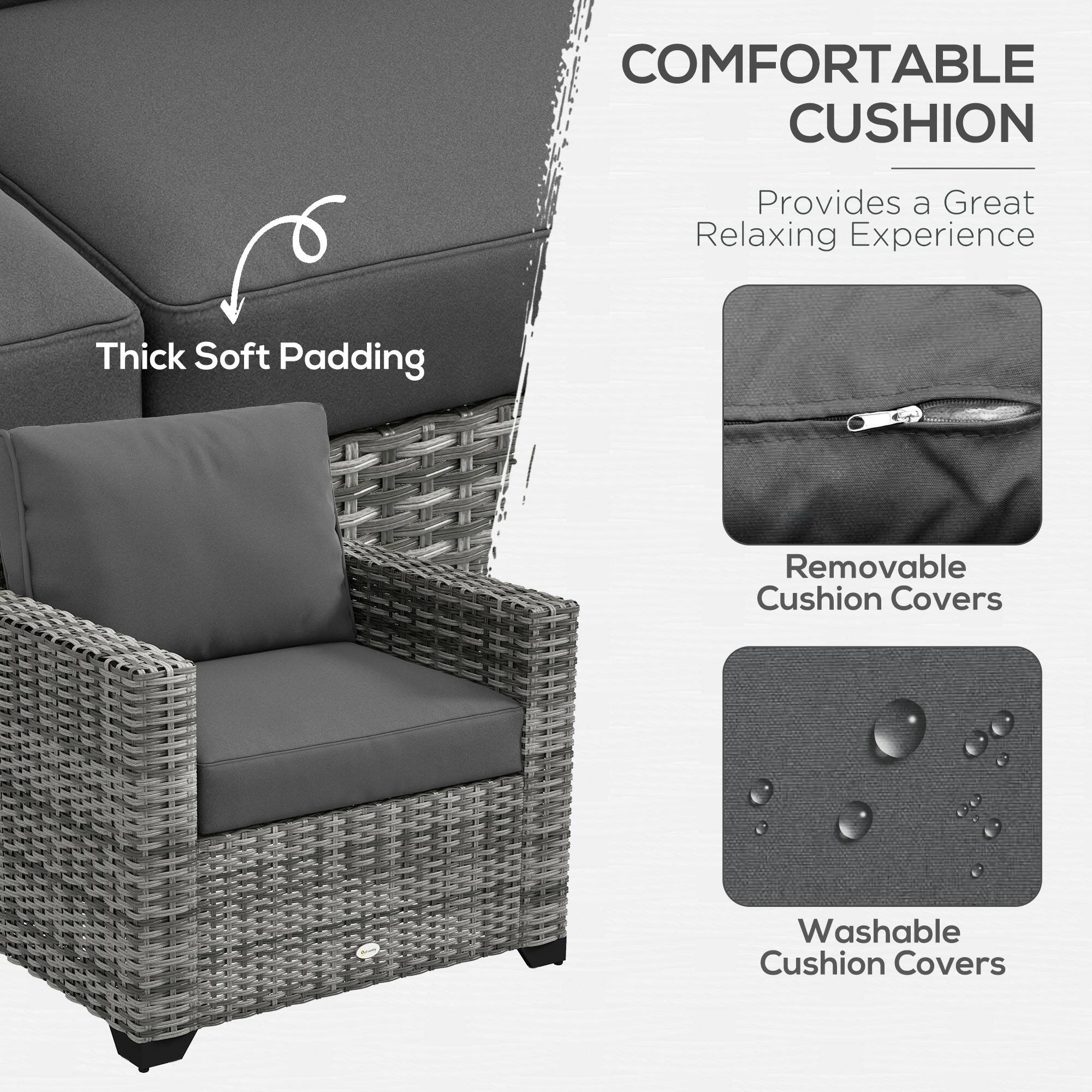 COMFORTABLE CUSHION
Provides a Great Relaxing Experience
Thick Soft Padding
Removable Cushion Covers
Washable Cushion Covers