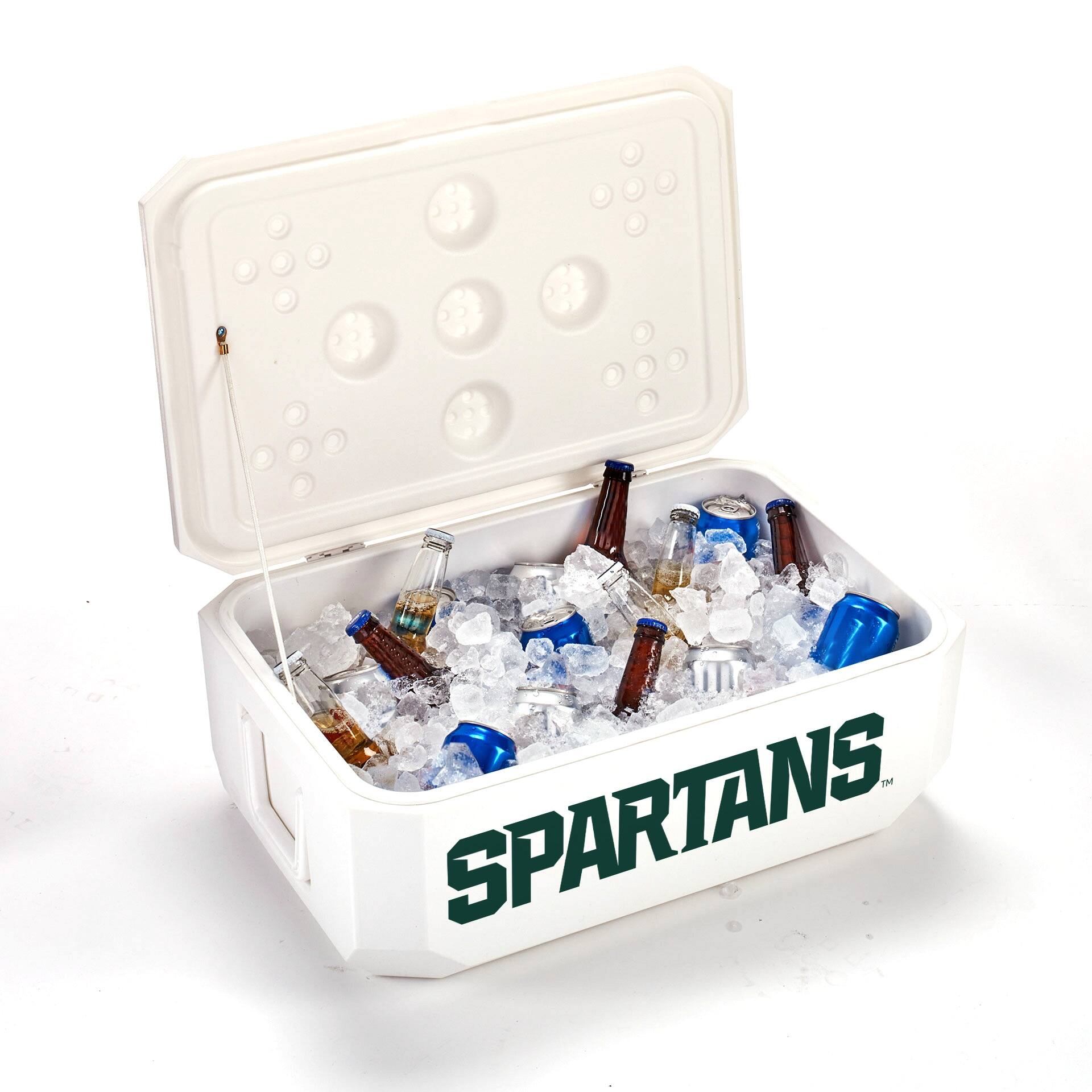 Alt View 1. Indigo Falls - Michigan State Spartans 40-Can Cornhole Cooler - White.