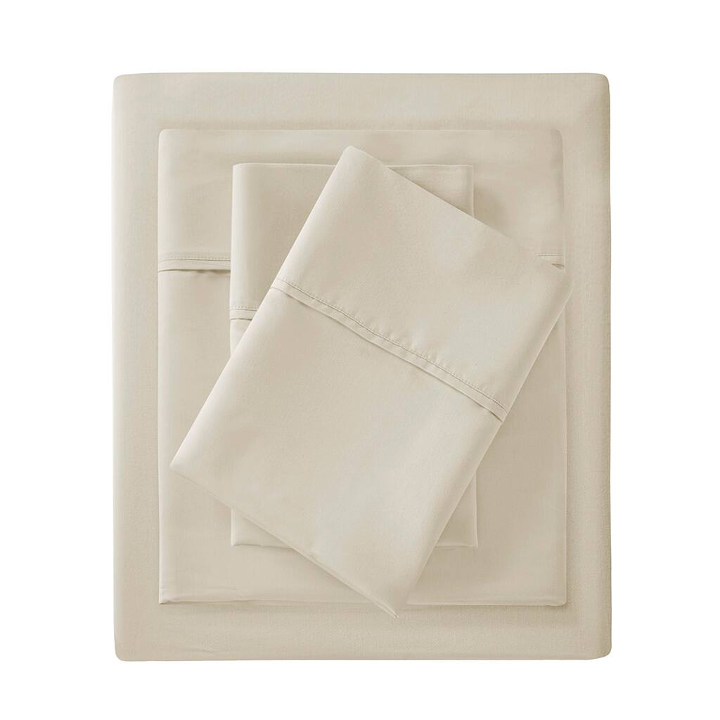 Front. Gracie Mills - Gracie Mills Nora 300 Thread Count Sateen Weave Organic Cotton Deep Pocket Sheet Set - Taupe.