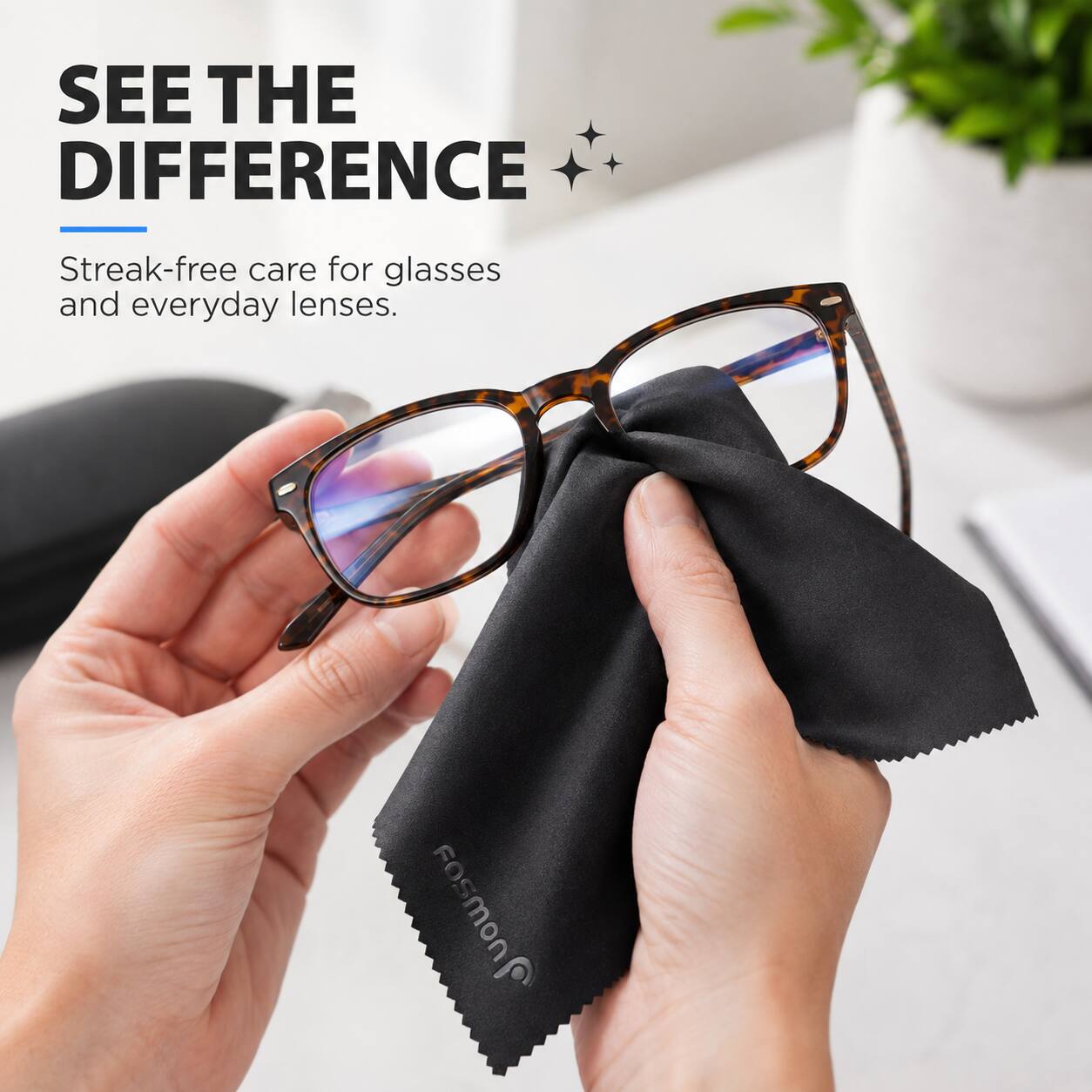 SEE THE DIFFERENCE  
Streak-free care for glasses and everyday lenses.