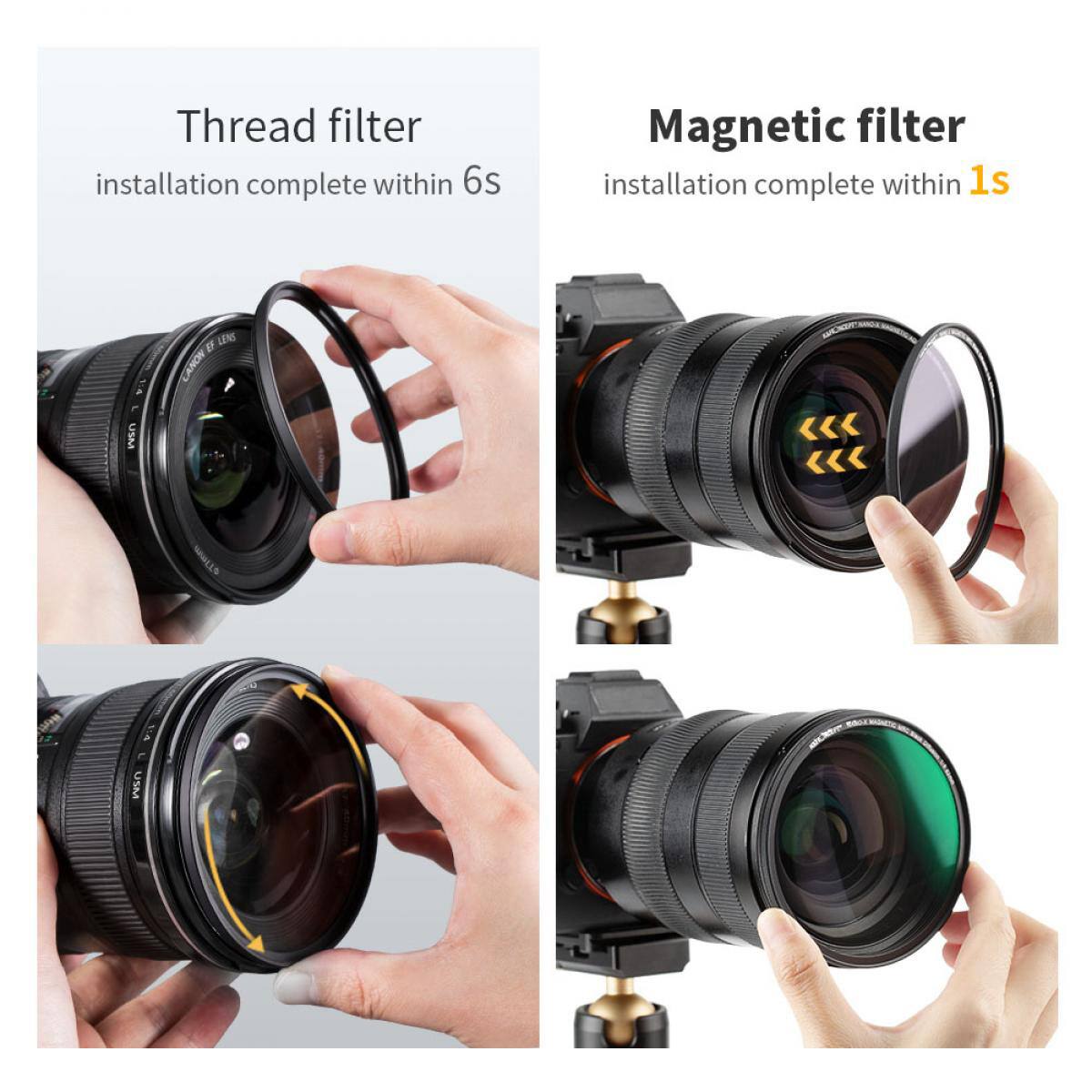 Thread filter installation complete within 6s  
Magnetic filter installation complete within 1s  
B LEE CANON usM ST3m USM