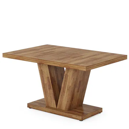 Front. Kadyn - Kadyn Dining Table, Living Room Table 47", Farmhouse Wooden Kitchen Dinner Table with Duty Pedestal,Walnut Brown - Brown.