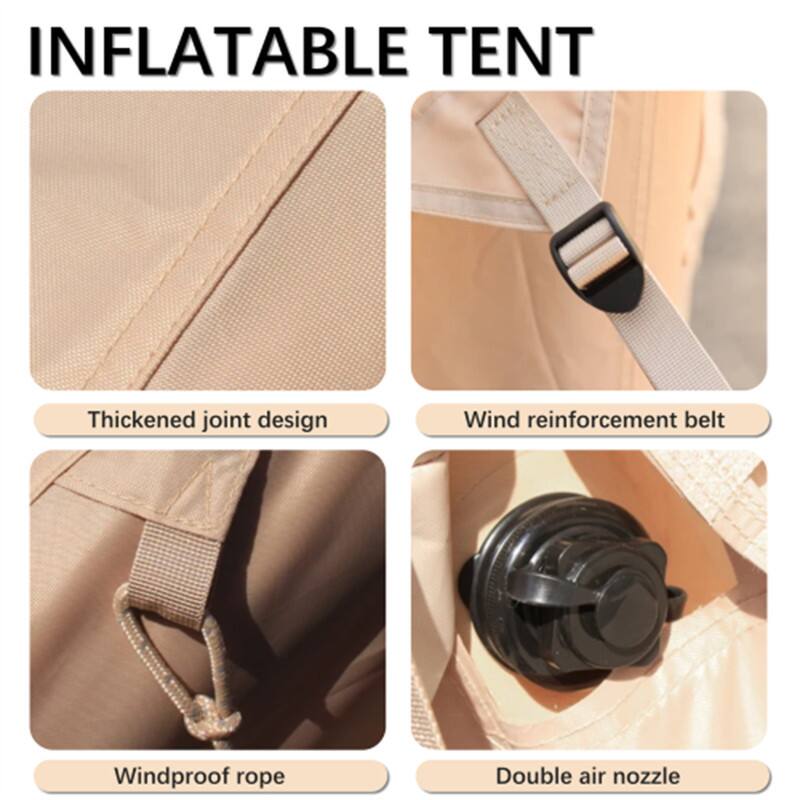 INFLATABLE TENT

- Thickened joint design
- Wind reinforcement belt
- Windproof rope
- Double air nozzle