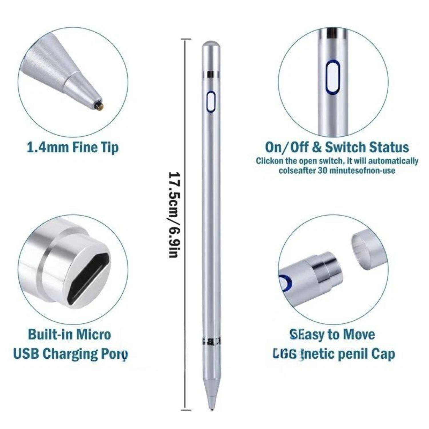 1.4mm Fine Tip

17.5cm/6.9in

Built-in Micro USB Charging Port

On/Off & Switch Status
Click on the open switch, it will automatically close after 30 minutes of non-use

Easy to Move CGG Magnetic Penil Cap