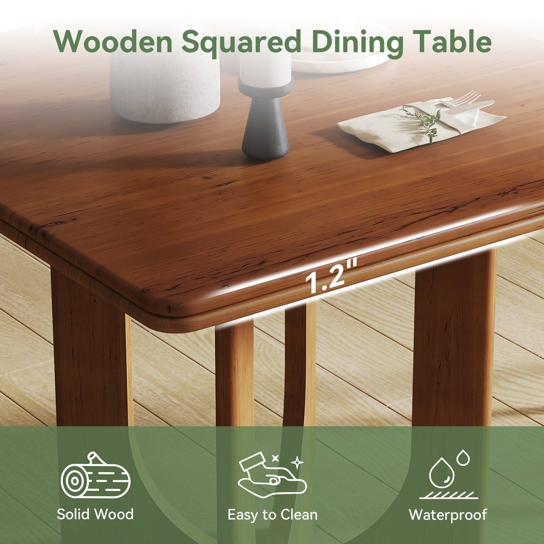 Tribesigns Solid Wood Dining Table with Space Saving Design and Square ...