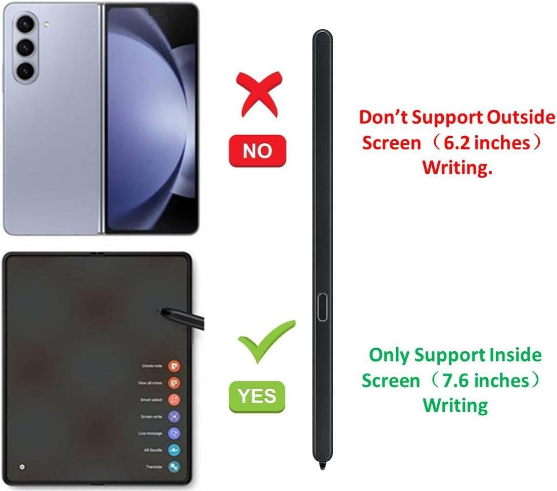 - Don't Support Outside Screen (6.2 inches) Writing.
- Only Support Inside Screen (7.6 inches) Writing.