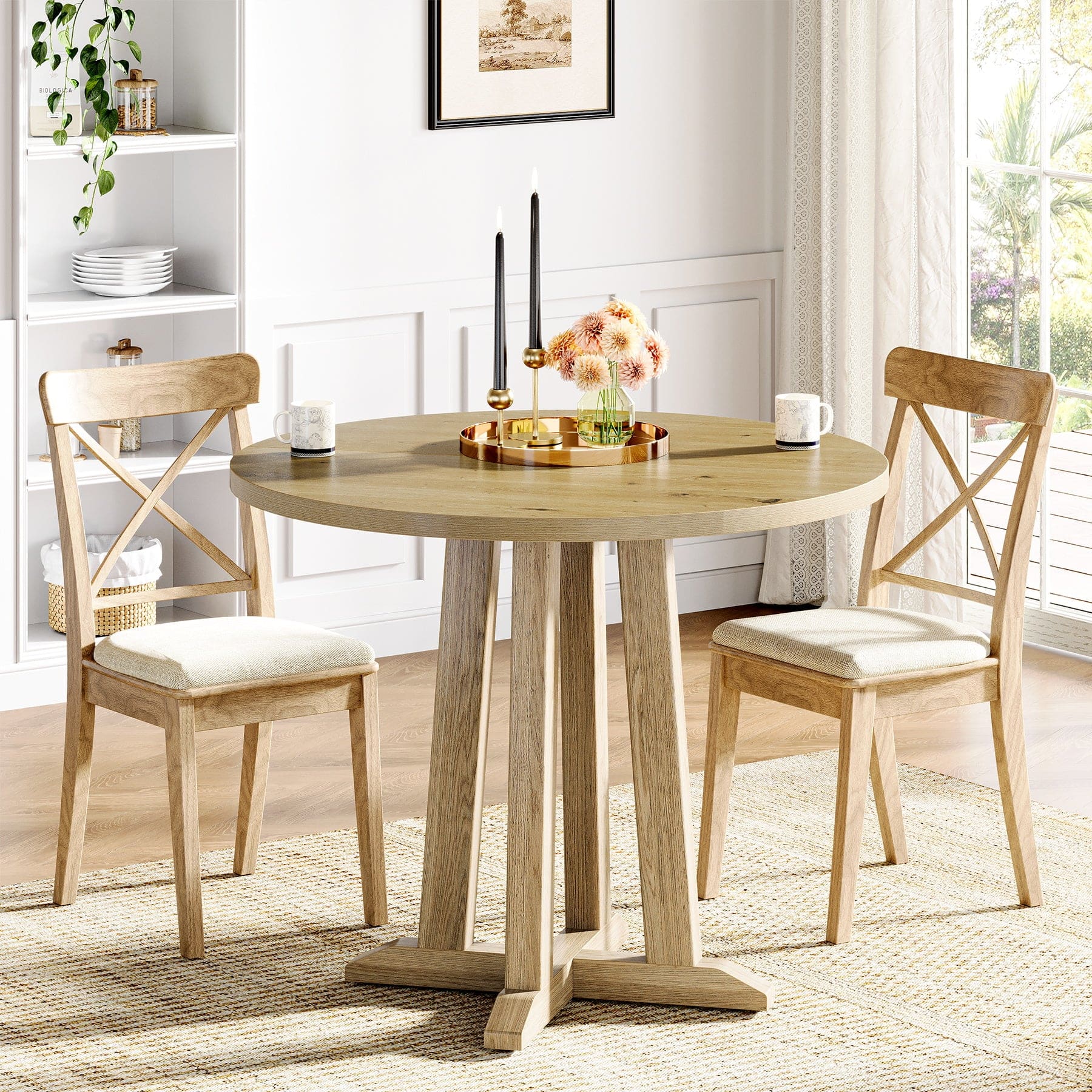 Tribesigns - Dining Table with Wood Grain Finish and Space-Saving Design for Everyday Meals and Family Gatherings - Light Brown price history on PriceWatchPro