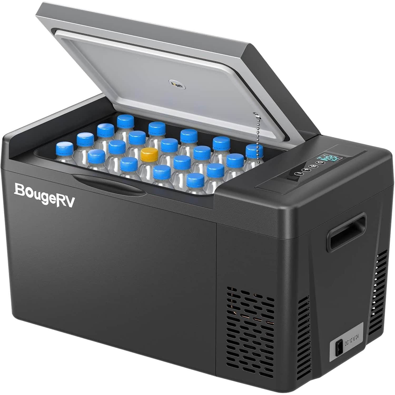 BougeRV - Portable Car Refrigerator 23 Qt, 12 Volt Refrigerator Portable Freezer Compressor Cooler with -7℉~50℉ Cooling Ra - Black