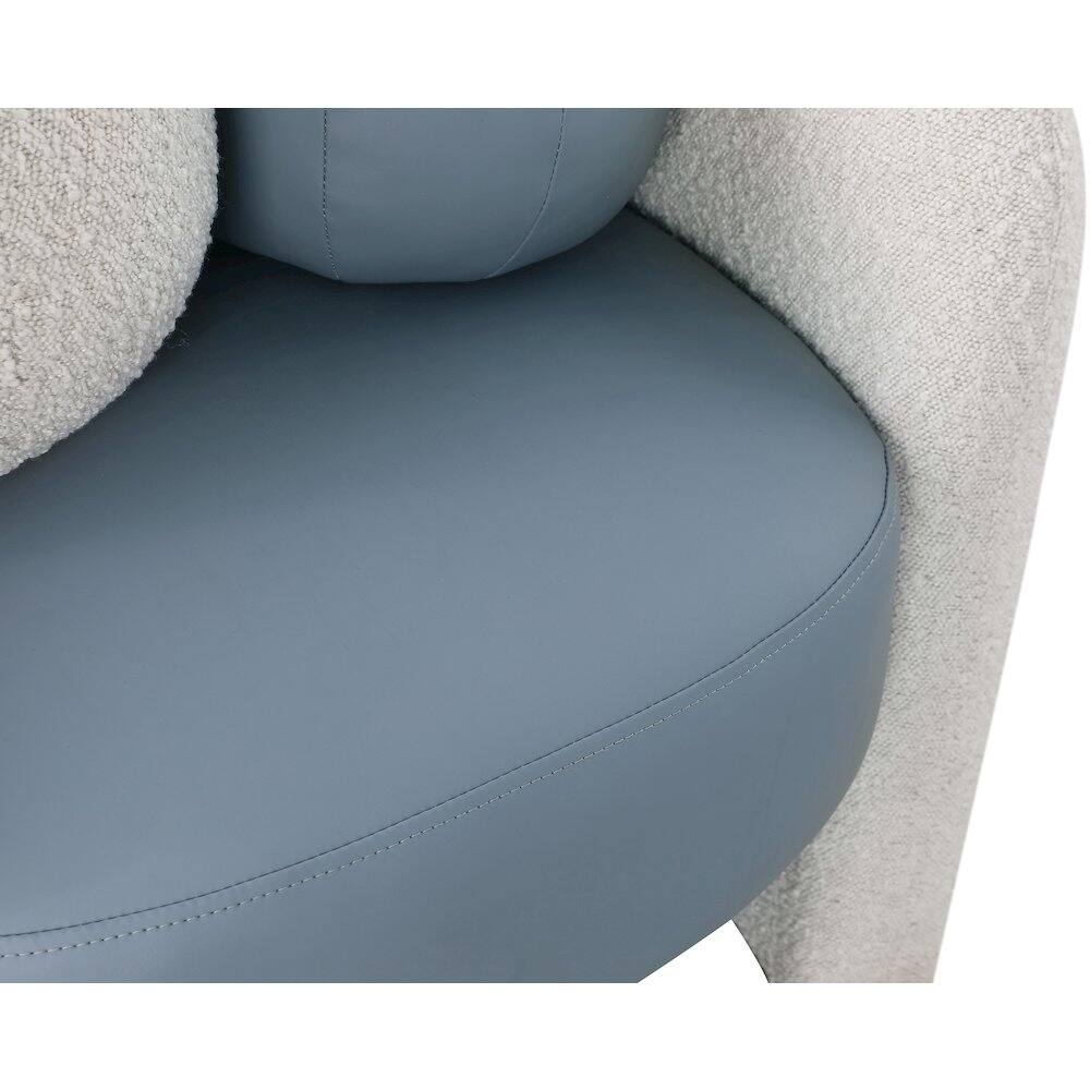 Alt View 4. Meridian Furniture - Acadia Blue Vegan Leather / Cream Boucle Fabric Accent Chair - Blue.
