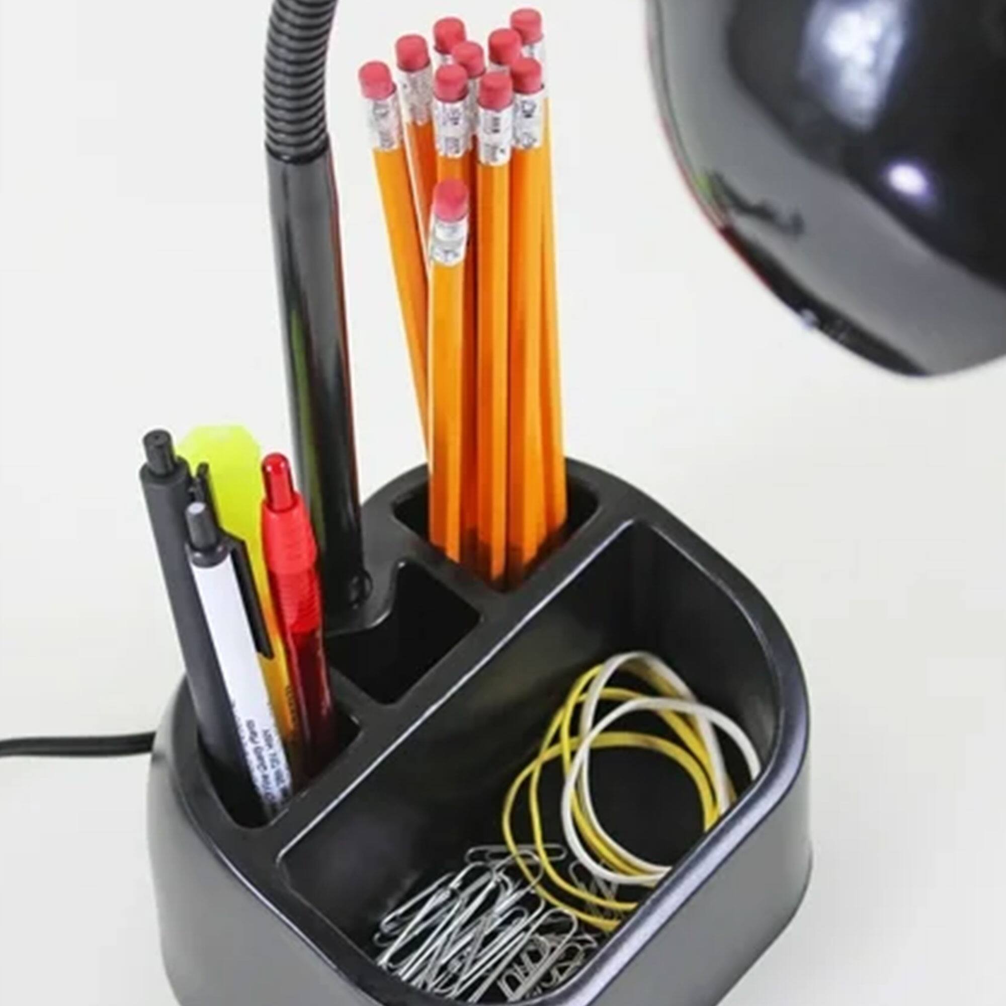 Alt View 4. Globe Electric - Globe Electric LED Integrated Goose Neck Desk Lamp with USB Port and Organizer - Black.