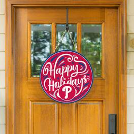 Evergreen Enterprises - 18" Happy Holidays Wooden Round Door Sign - Multicolor