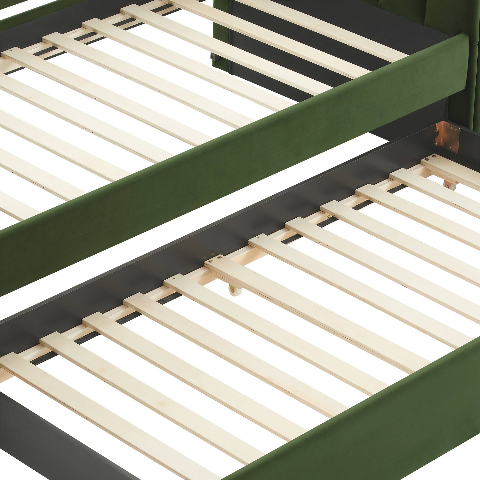 Alt View 7. Modway - Veyla Channel Tufted Performance Velvet Twin Daybed With Trundle by Modway - Moss Green.