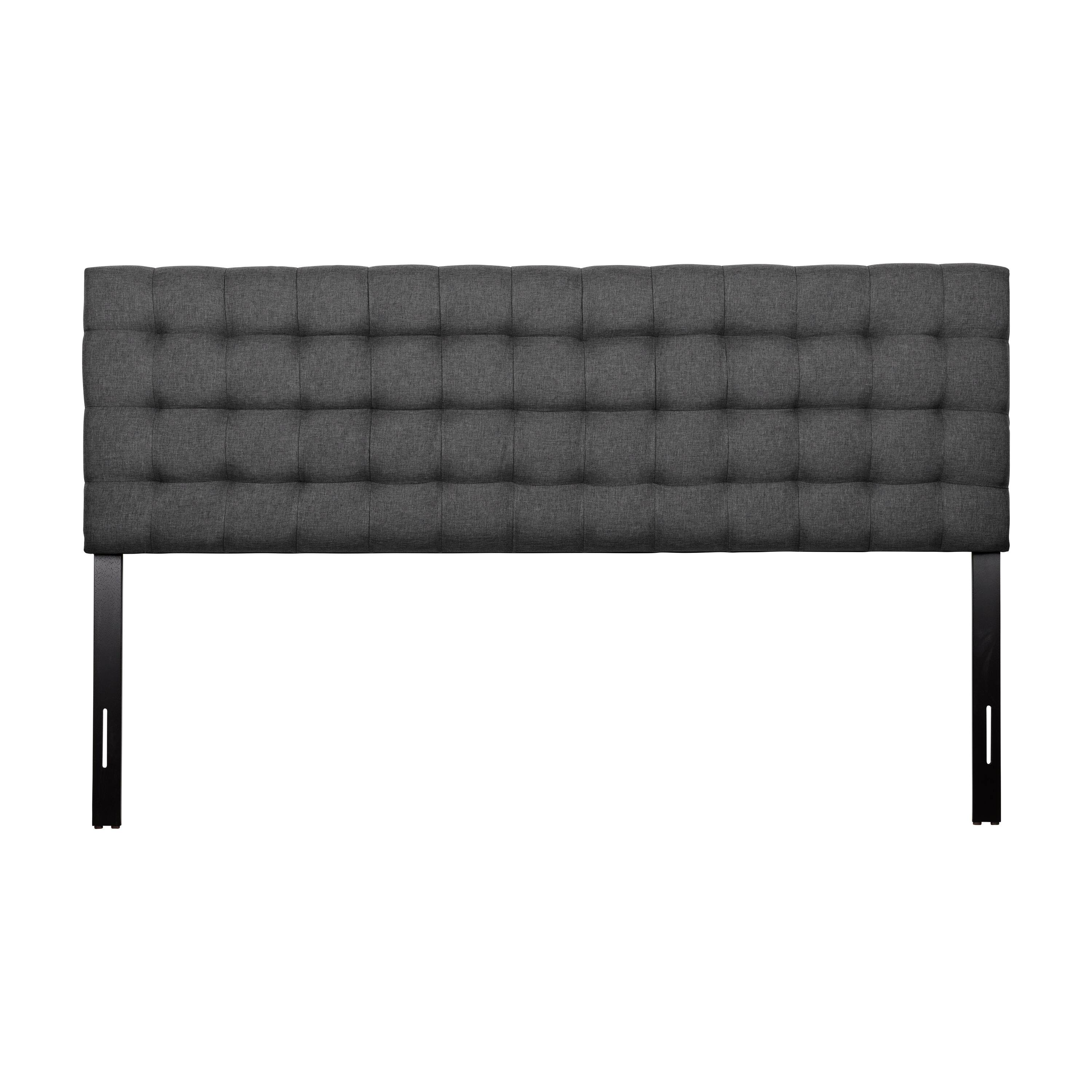 Front. CorLiving - Valencia Square Tufted Upholstered King Headboard - Grey.
