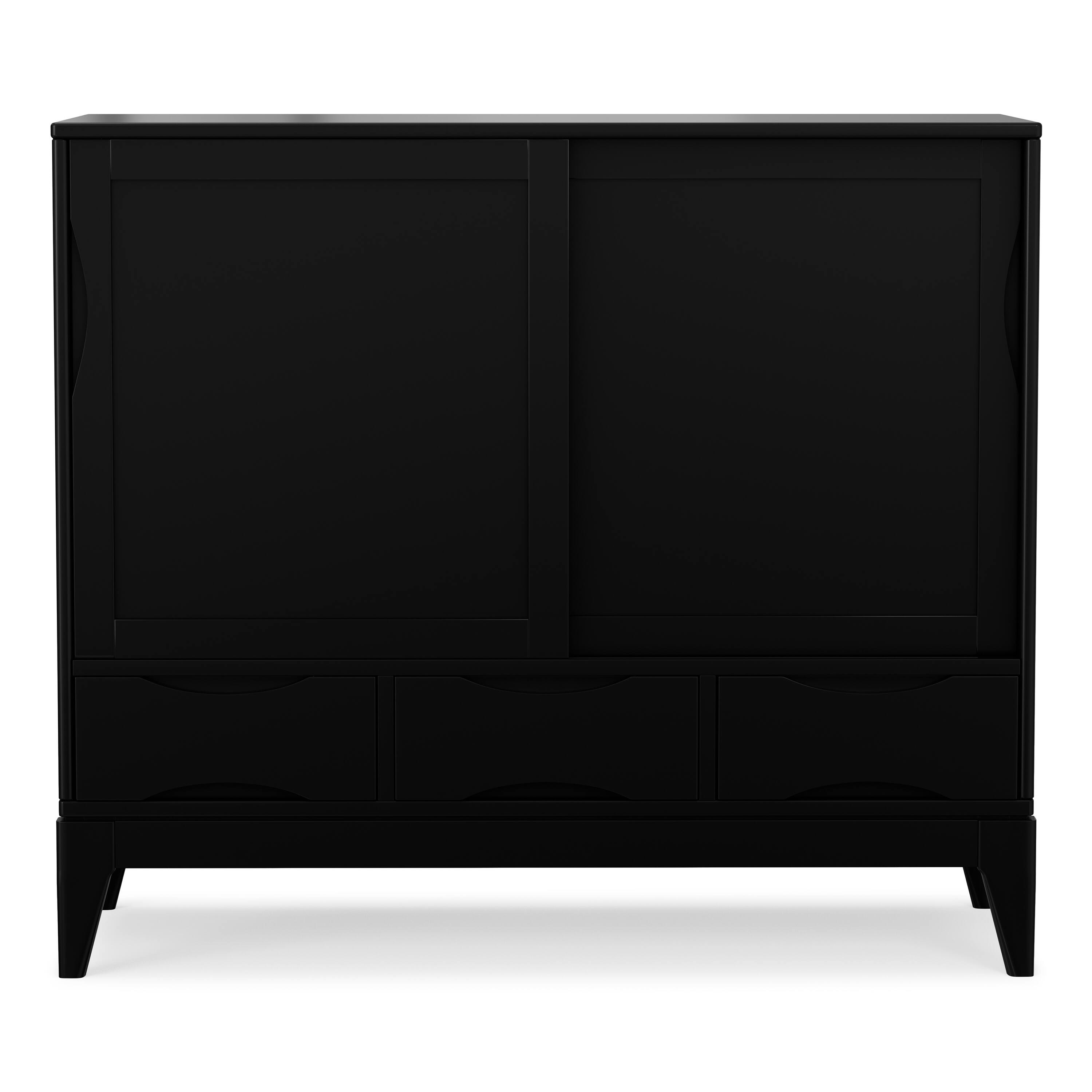 Left. Simpli Home - Harper 48 inch Wide Solid Hardwood Mid-Century Modern Medium Storage Cabinet in Black - Black.