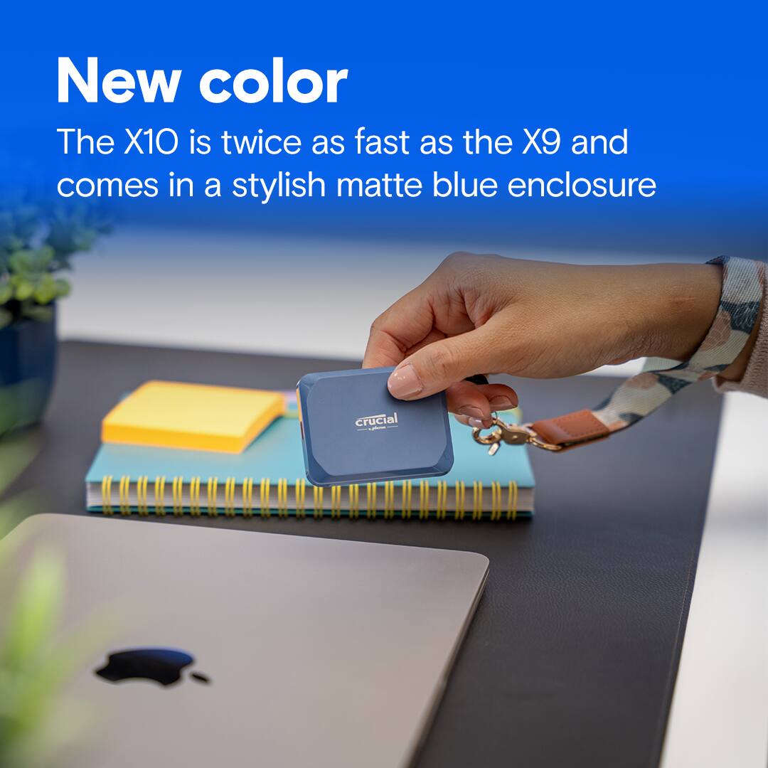 New color: The X10 is twice as fast as the X9 and comes in a stylish matte blue enclosure.