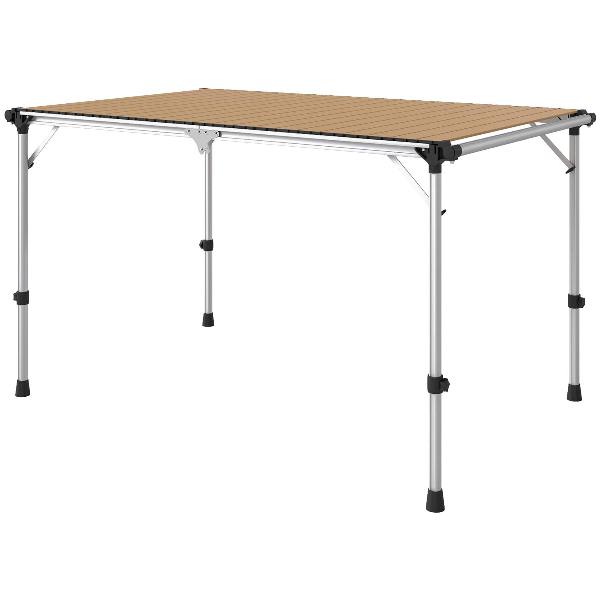 Outsunny - Camping Table, Adjustable Height Aluminum Table, Portable Camping Table for Picnic - Brown