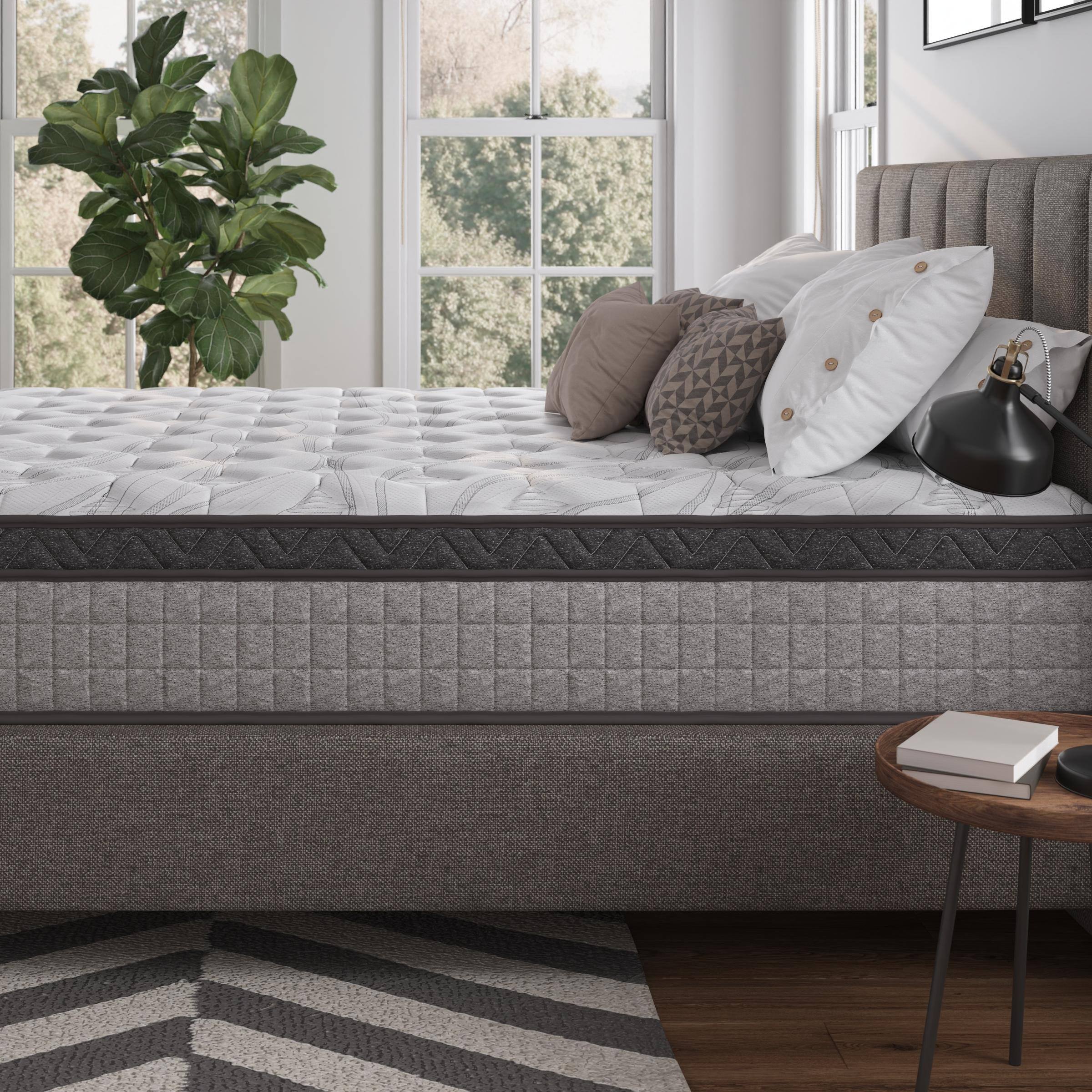 Alt View 3. Glintex - 10" Twin Hybrid Memory Foam Mattress, Cooling Gel Innerspring Design for Pressure Relief - Gray.