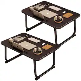 FC Design - 2 Pack XL Foldable Laptop Computer Table, Breakfast Serving Bed Tray, Lap Desk with Foldable Leg
