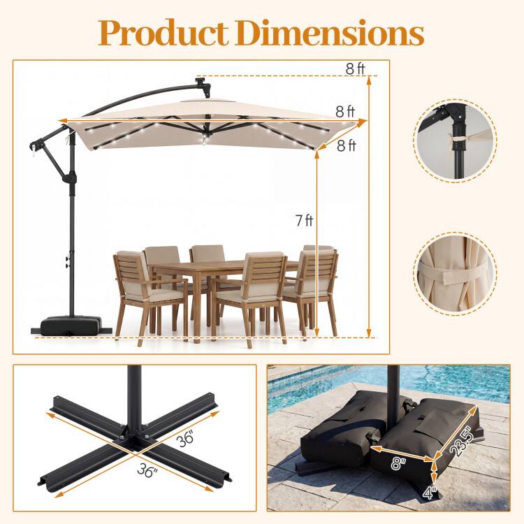 Product Dimensions

- 8ft x 8ft x 8ft
- 7ft
- 36" x 36"
- 8" x 23.5" x 4"