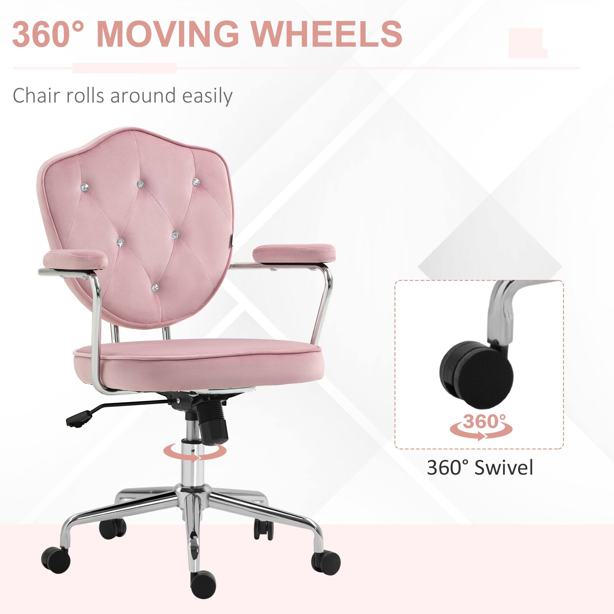 360° MOVING WHEELS, Chair rolls around easily, 360° Swivel