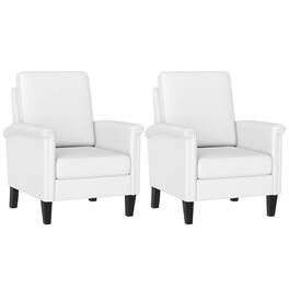 Costway - 2PCS Modern Accent Chair w/Solid Wood Legs and High Back and Thick Comfy Cushion - White