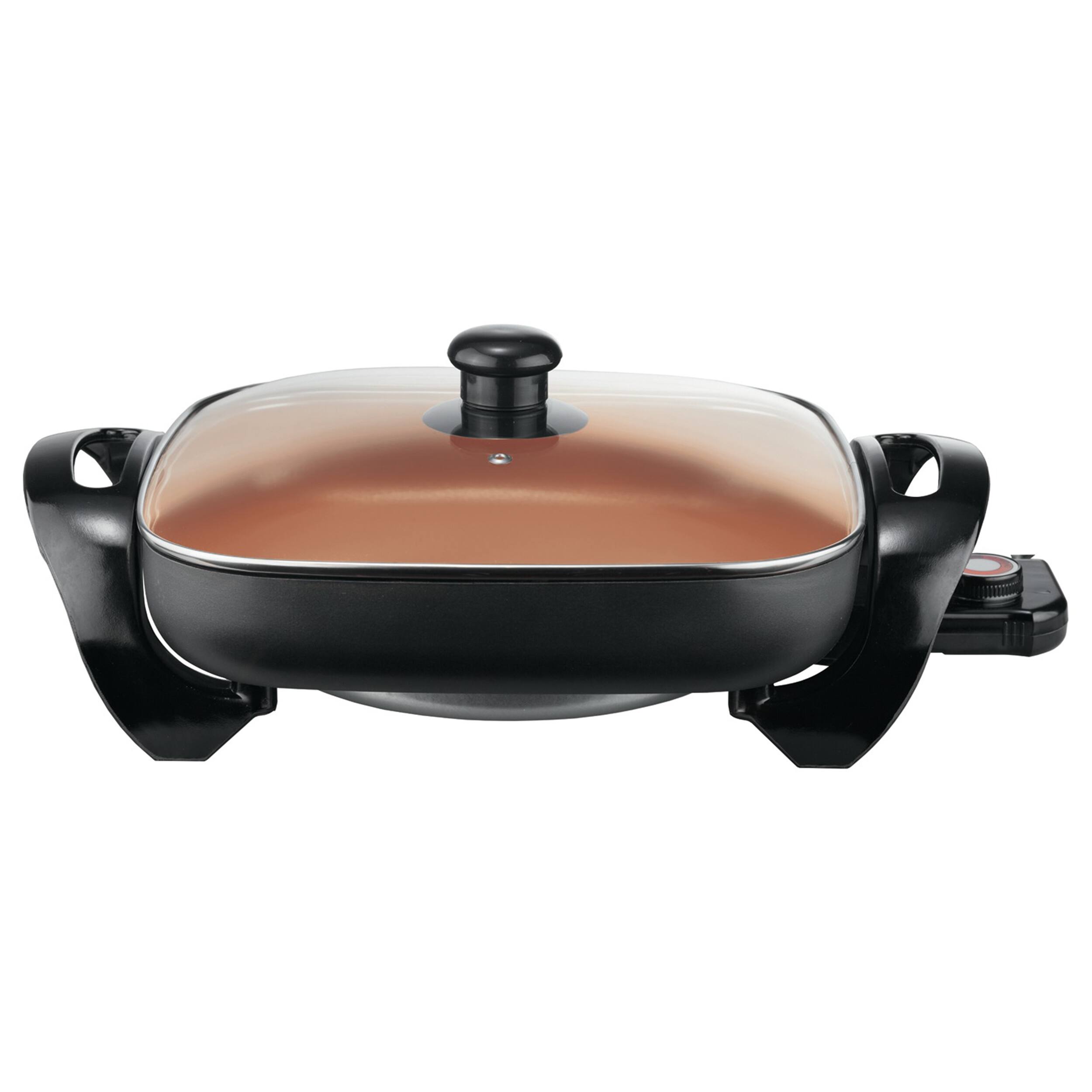 Alt View 3. Brentwood - Brentwood 12 Inch Nonstick Electric Skillet in Copper with Glass Lid - Copper.