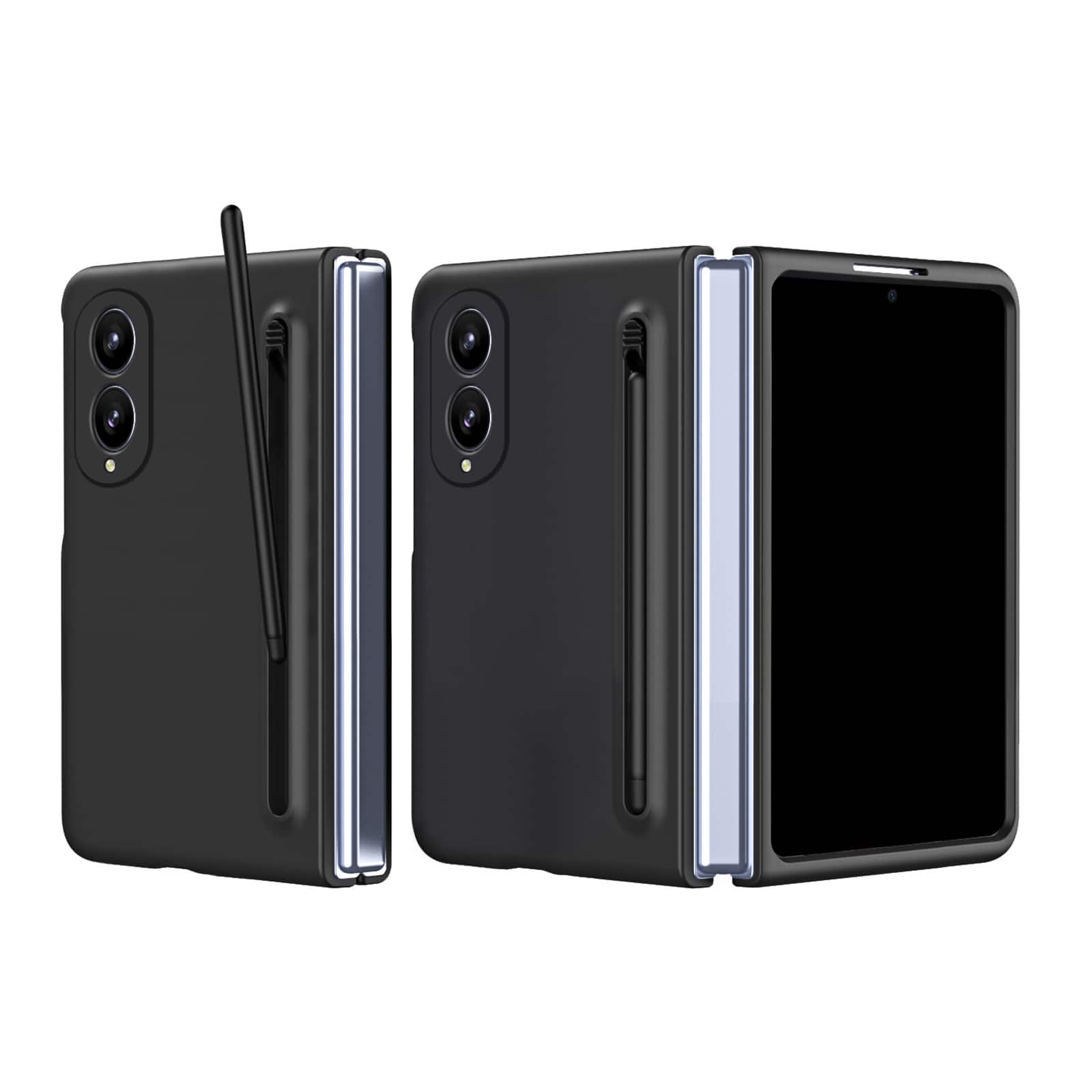 Dteck - Shockproof Full Body Screen Protector Protective Case For Samsung Z Fold 8 with Stylus & Pen Holder - Black