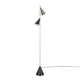 APRILSOUL - Cone 65in Contemporary Metal Floor Lamp in Plated with A Black Faux Marble Metal Base by LumiSource - Nickel