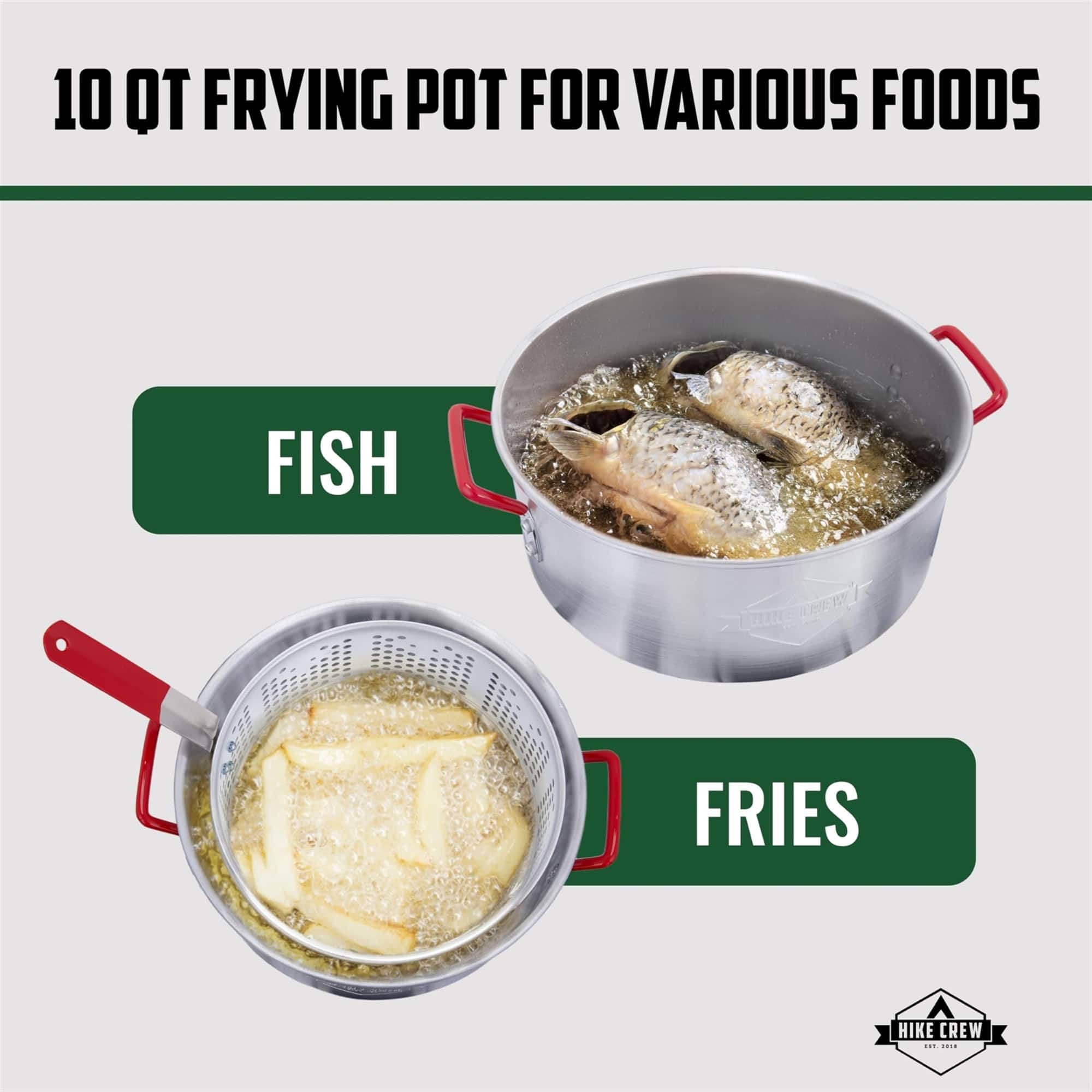 10 QT FRYING POT FOR VARIOUS FOODS FISH INE SR FRIES HIKE CREW