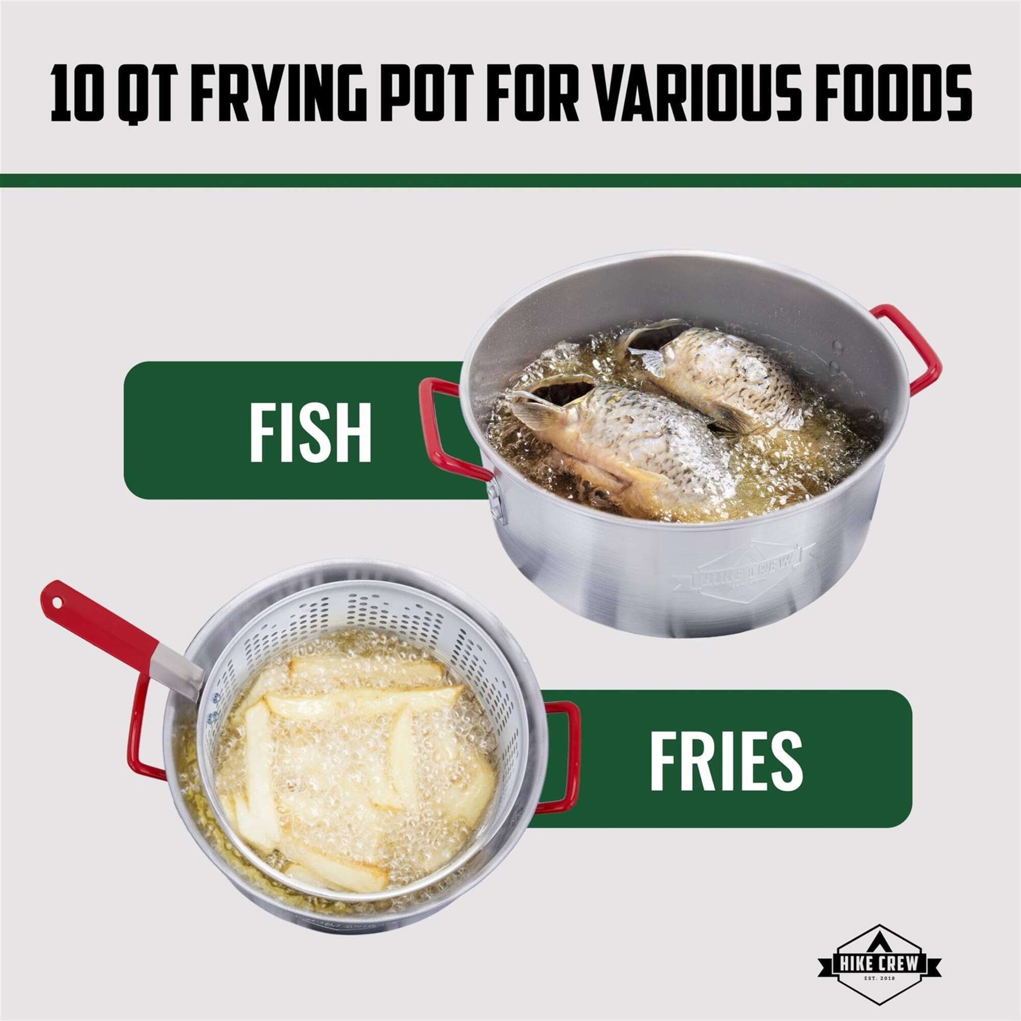 10 QT FRYING POT FOR VARIOUS FOODS FISH INE SR FRIES HIKE CREW