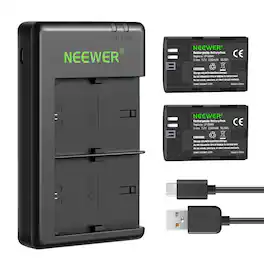 Neewer - LP-E6NH Battery & Charger Set, 2-Pack 2250mAh, Dual USB, Canon EOS