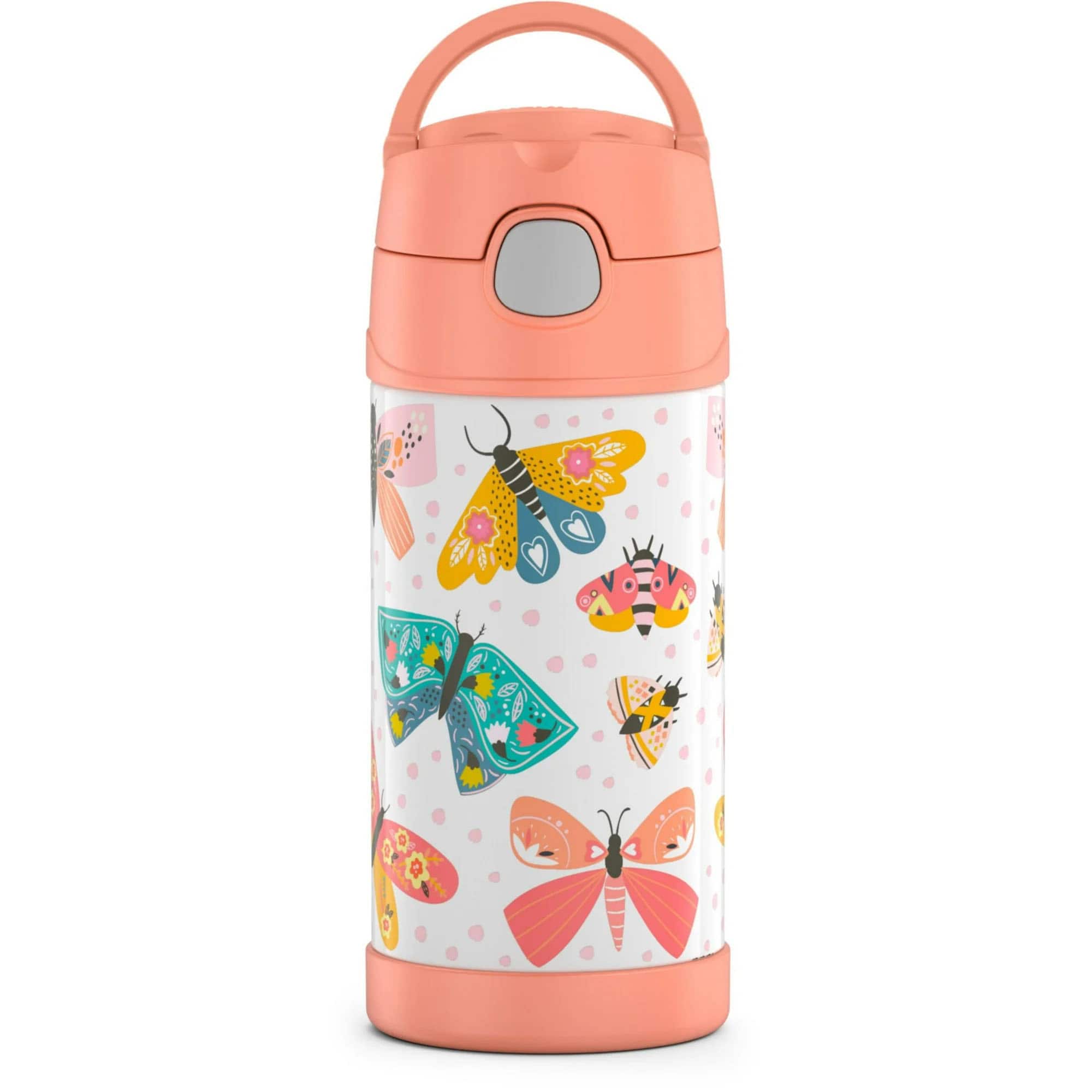 Front. Thermos - Thermos 12 oz. Kid's Funtainer Insulated Water Bottle - Pastel Delight Butterfly - Pastel Delight Butterfly.
