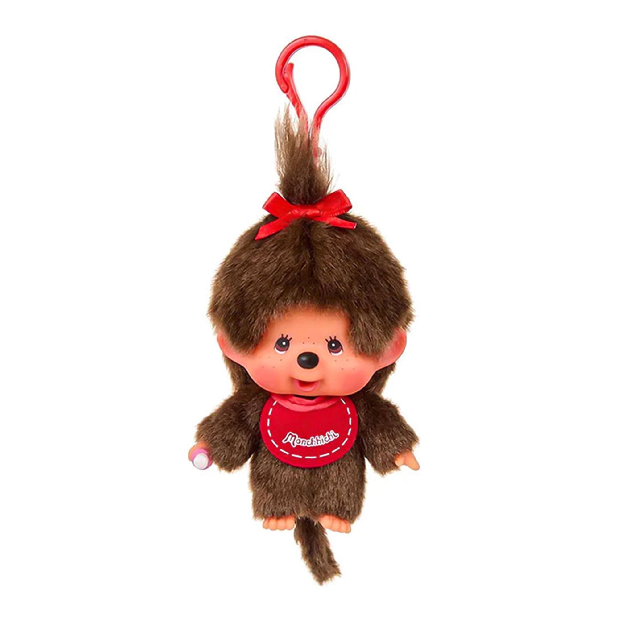 Front. Sumikkogurashi - Monchhichi Girl 4 Inch Plsuh Keychain - Brown.