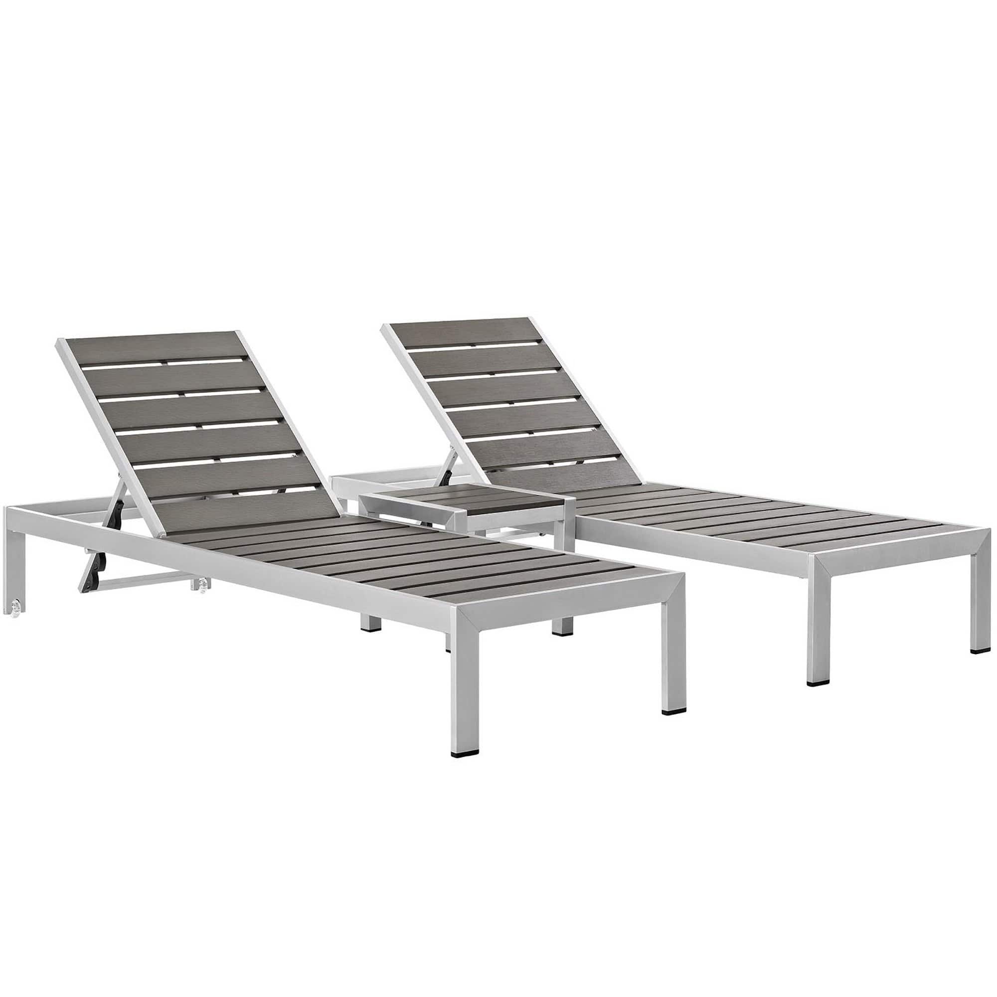 Modway - Shore 3-Piece Outdoor Patio Aluminum Set - Two Chairs and Side Table - Silver Gray price history on PriceWatchPro