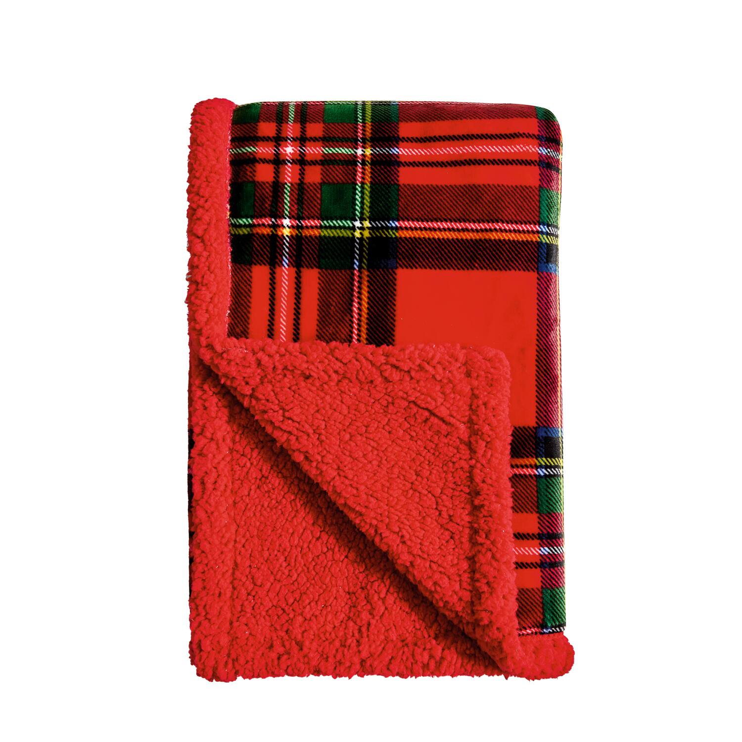 Alt View 1. Plazatex - Plazatex 100% Polyester Plaid Printed Reversible Throw Blanket 50" x 60" Green-Red - Multicolor.