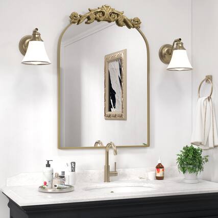 Front. PAIHOME - 24x36 inch Mirror, Traditional Vintage Ornate Baroque Wall Mirror for Bathroom Bedroom Hallway Fireplace Decor - Gold.