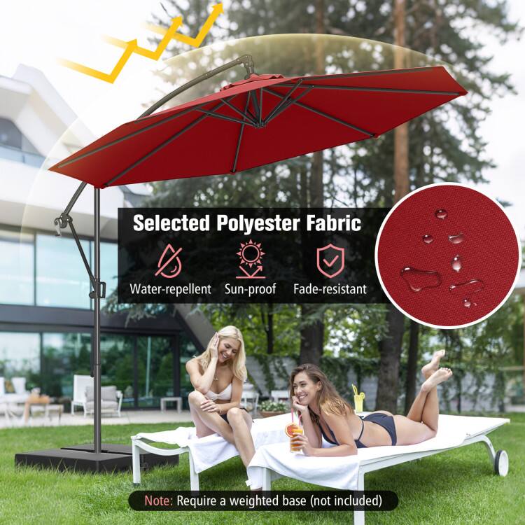 Selected Polyester Fabric  
Water-repellent  
Sun-proof  
Fade-resistant  

Note: Require a weighted base (not included)