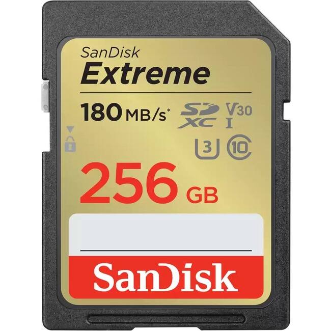 SanDisk Extreme 180 MB/s* SD V30 XC I 3 10 256 GB