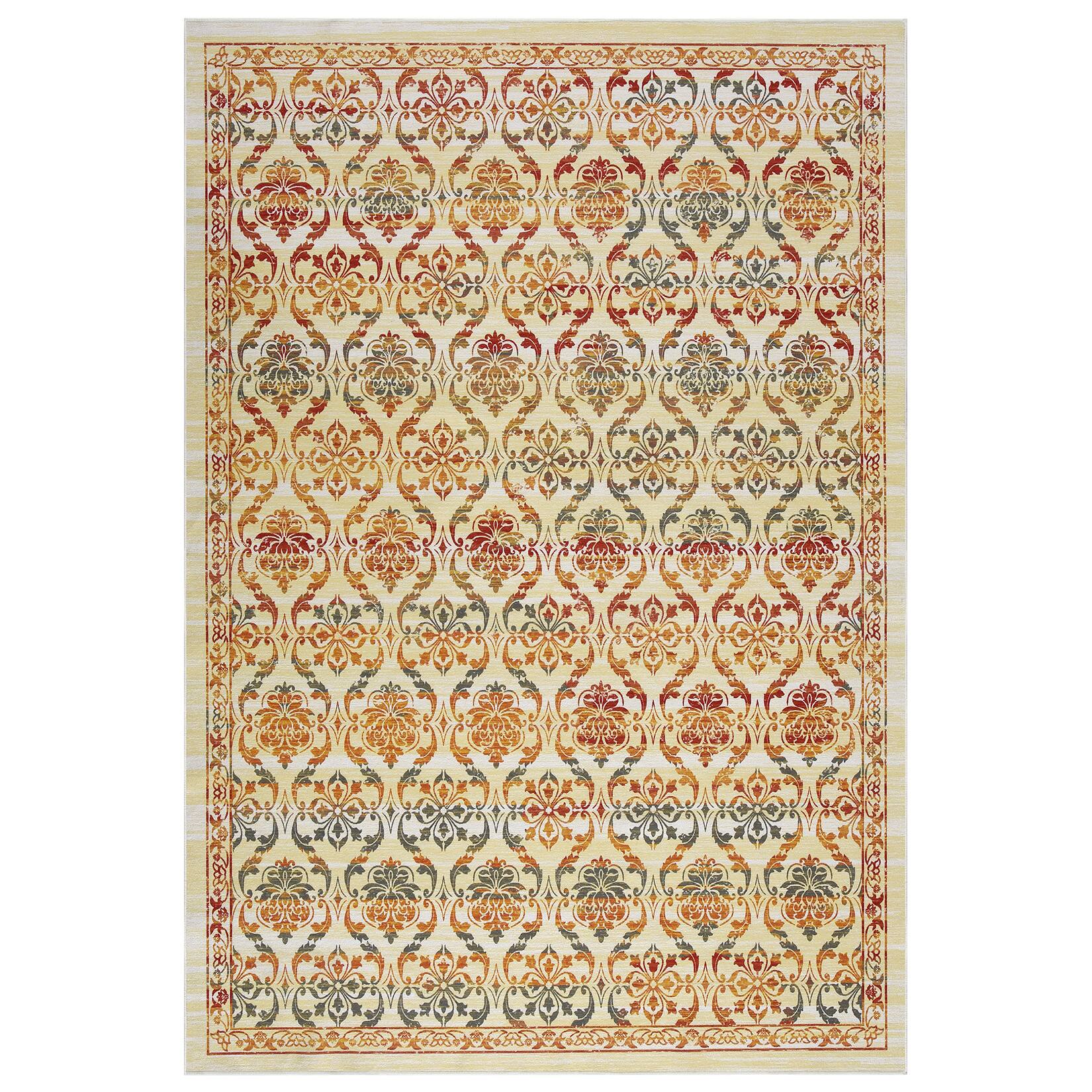 Front. GAOMON - Modern Floral Area Rug Non Slip Vacuum Clean Stain Resistant Low Pile Machine Washable Carpet for Bedroom Kid's Room - Multicolor.