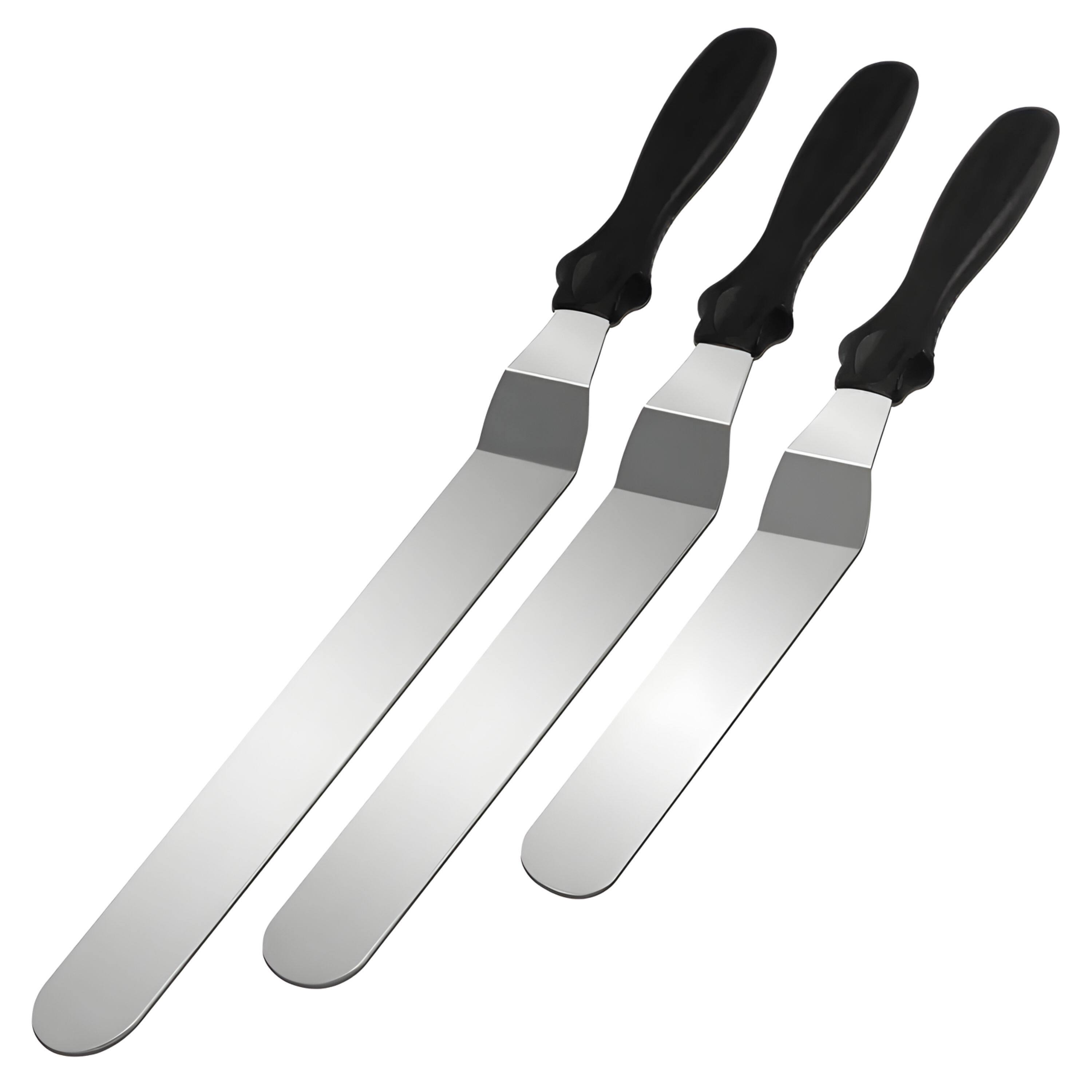 Front. Kitcheniva - 3 Pcs Stainless Steel Icing Spatula - Cake Smoothing Knife Set.